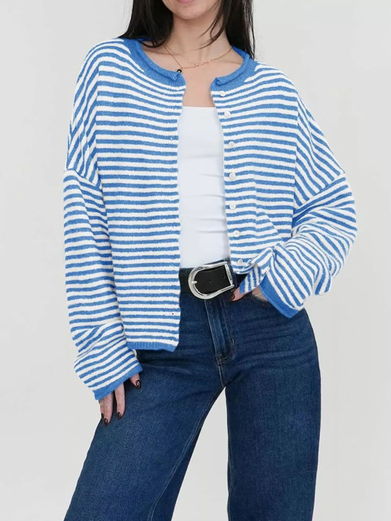 Striped Button-Up Cardigan - Image 10