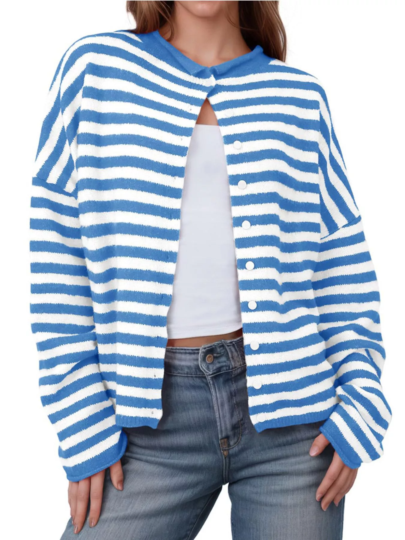 Striped Button-Up Cardigan - Image 6
