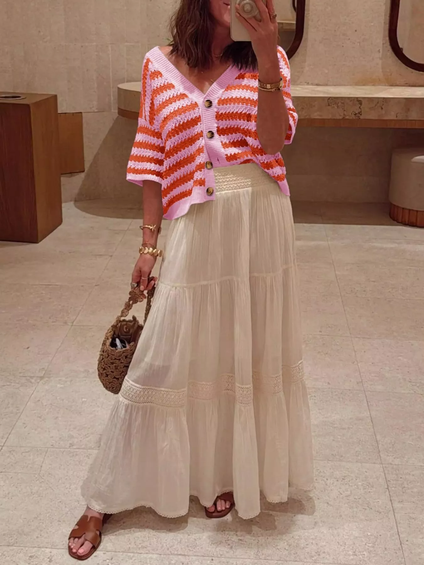 Striped Button Up Cardigan - Image 4