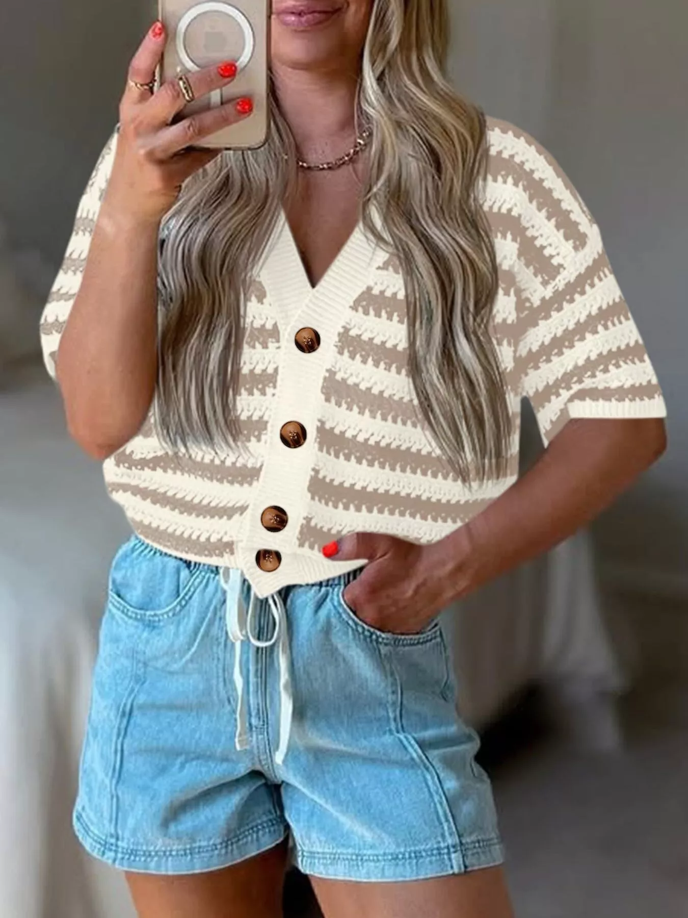 Striped Button Up Cardigan - Image 8