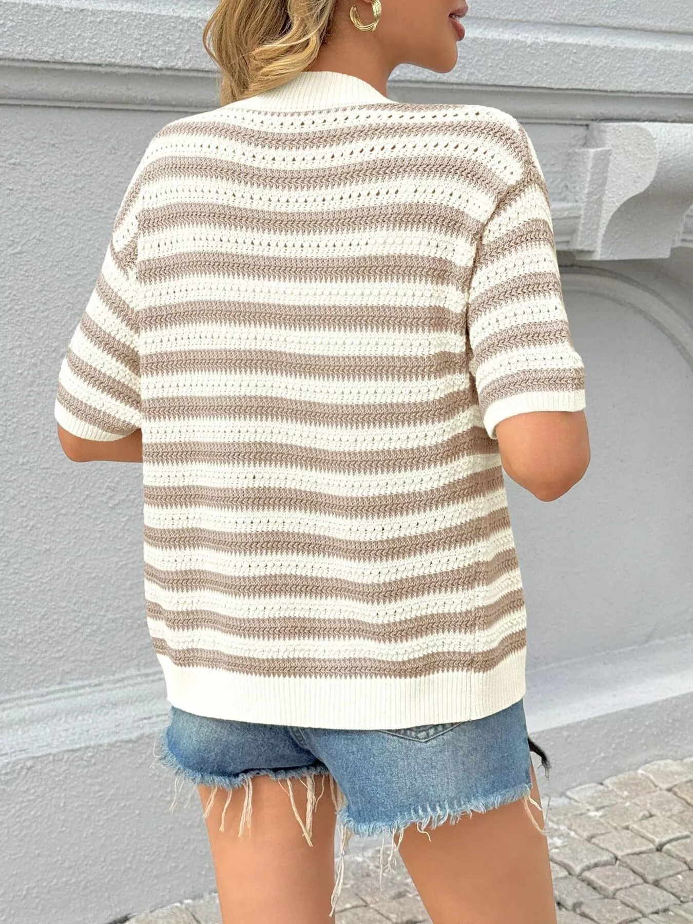 Striped Button Up Cardigan - Image 9