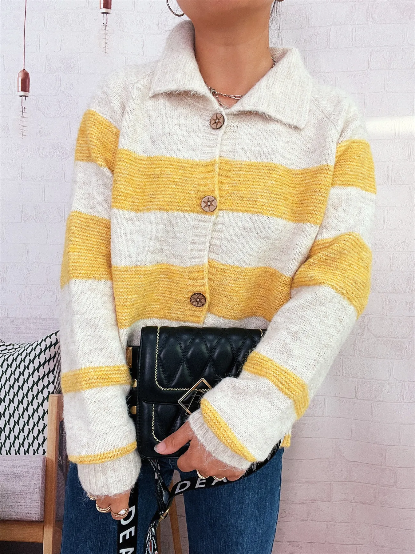 Striped Button-Up Cozy Cardigan - Image 23