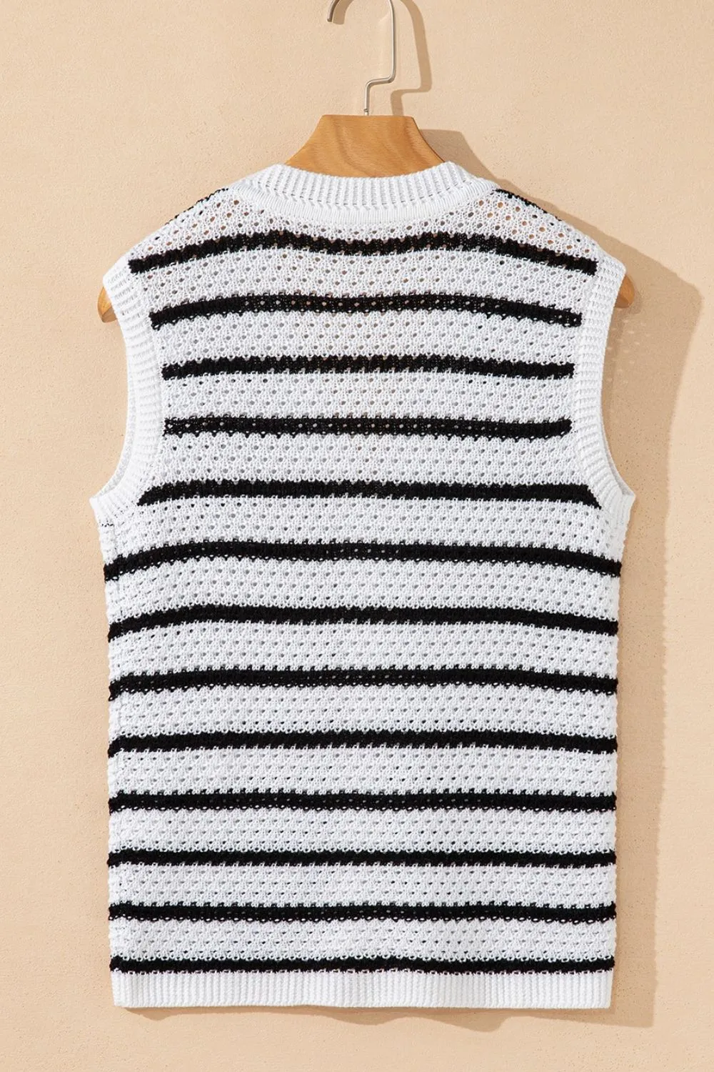 Striped Button-Up Knit Sweater Vest - Image 16