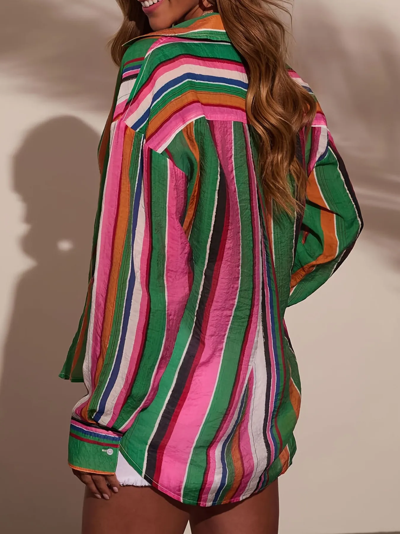 Striped Button Up Long Sleeve Shirt - Image 2