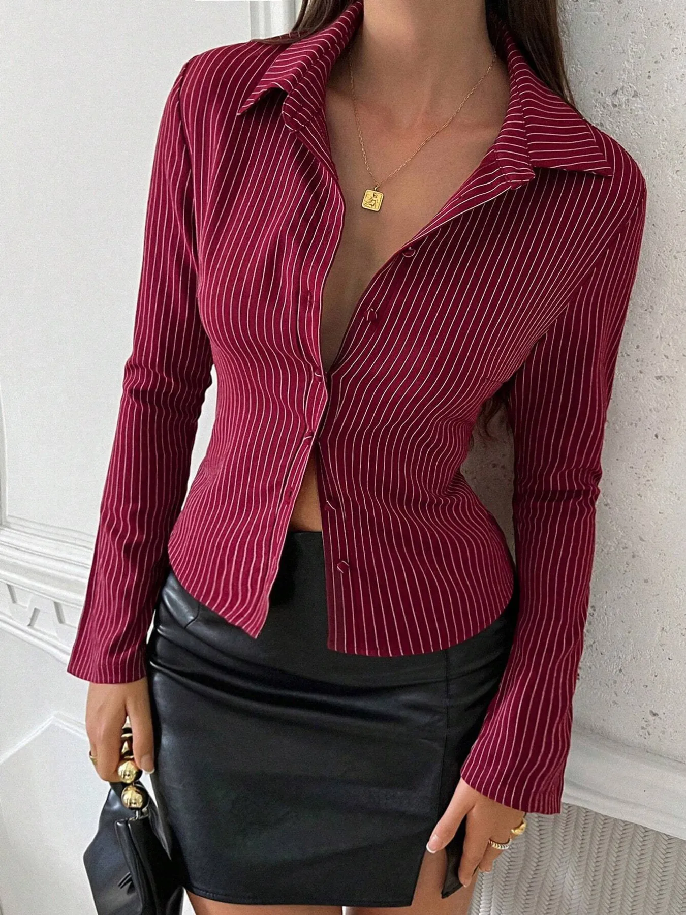 Striped Button Up Long Sleeve Shirt - Image 19
