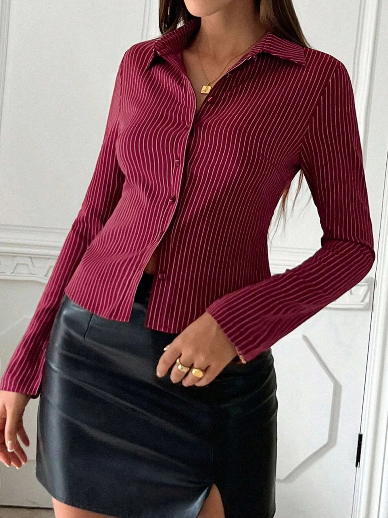 Striped Button Up Long Sleeve Shirt - Image 21