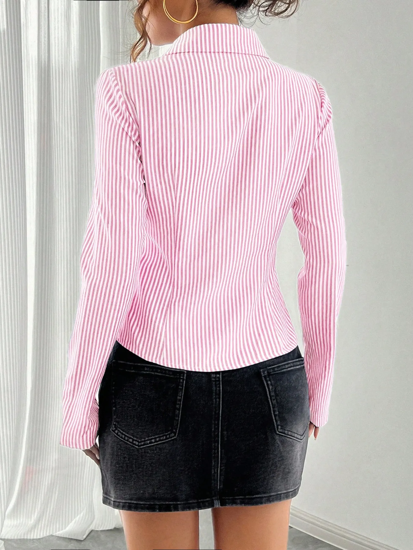 Striped Button Up Long Sleeve Shirt - Image 31