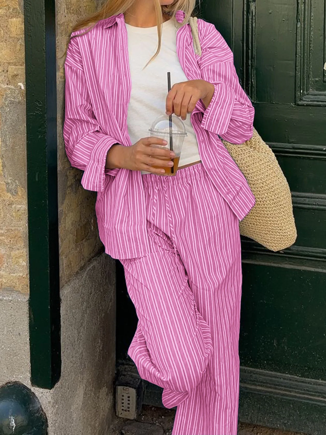 Striped Button Up Shirt and Pants Set - Image 5