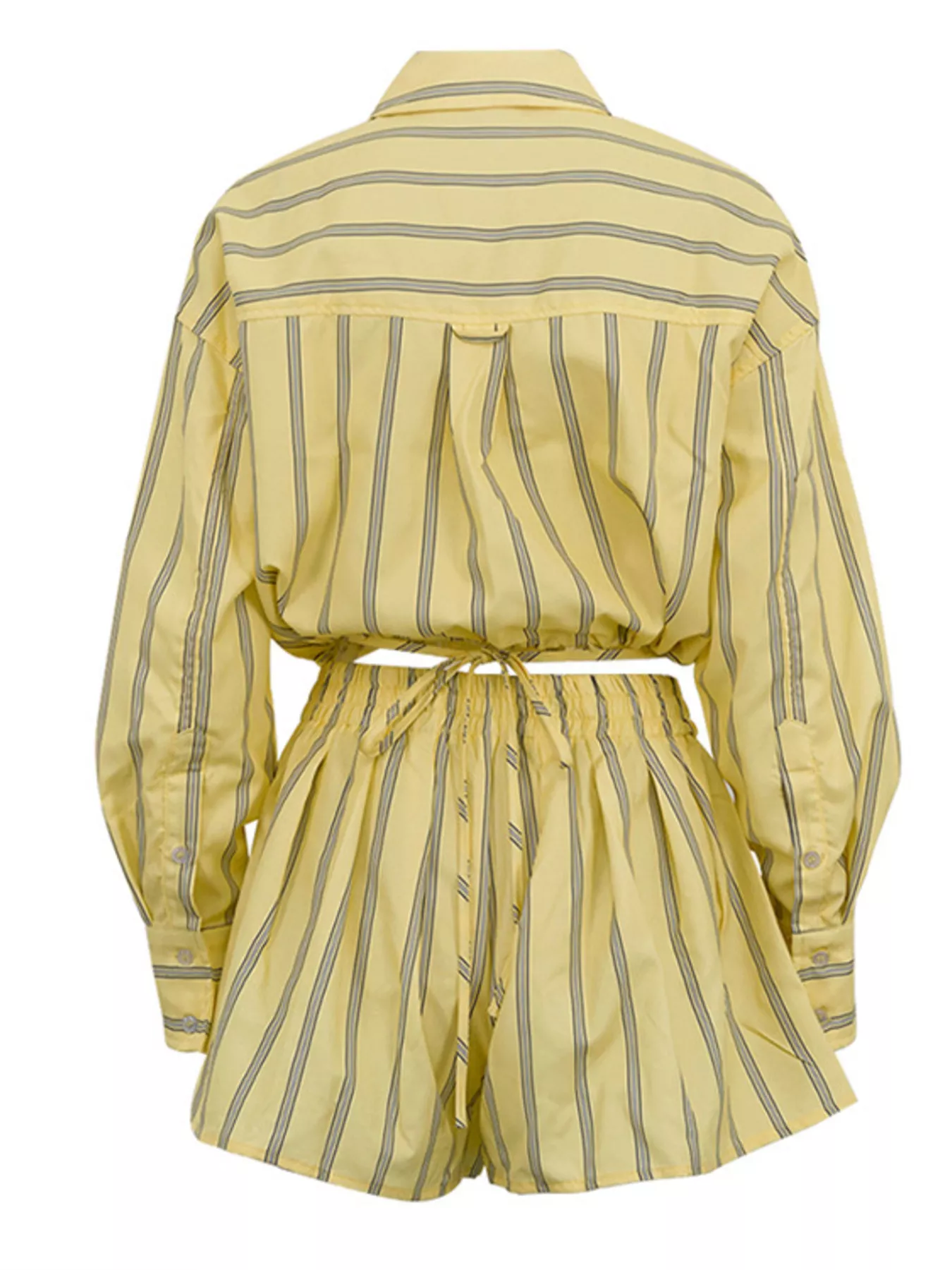 Striped Button Up Shirt and Shorts Set - Image 7