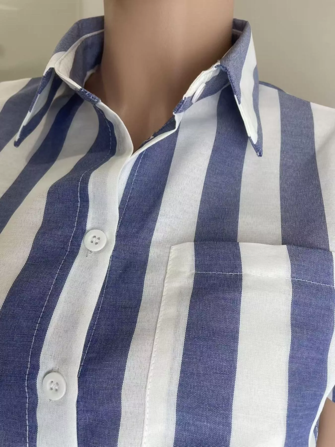 Striped Button Up Top and Shorts Set - Image 3