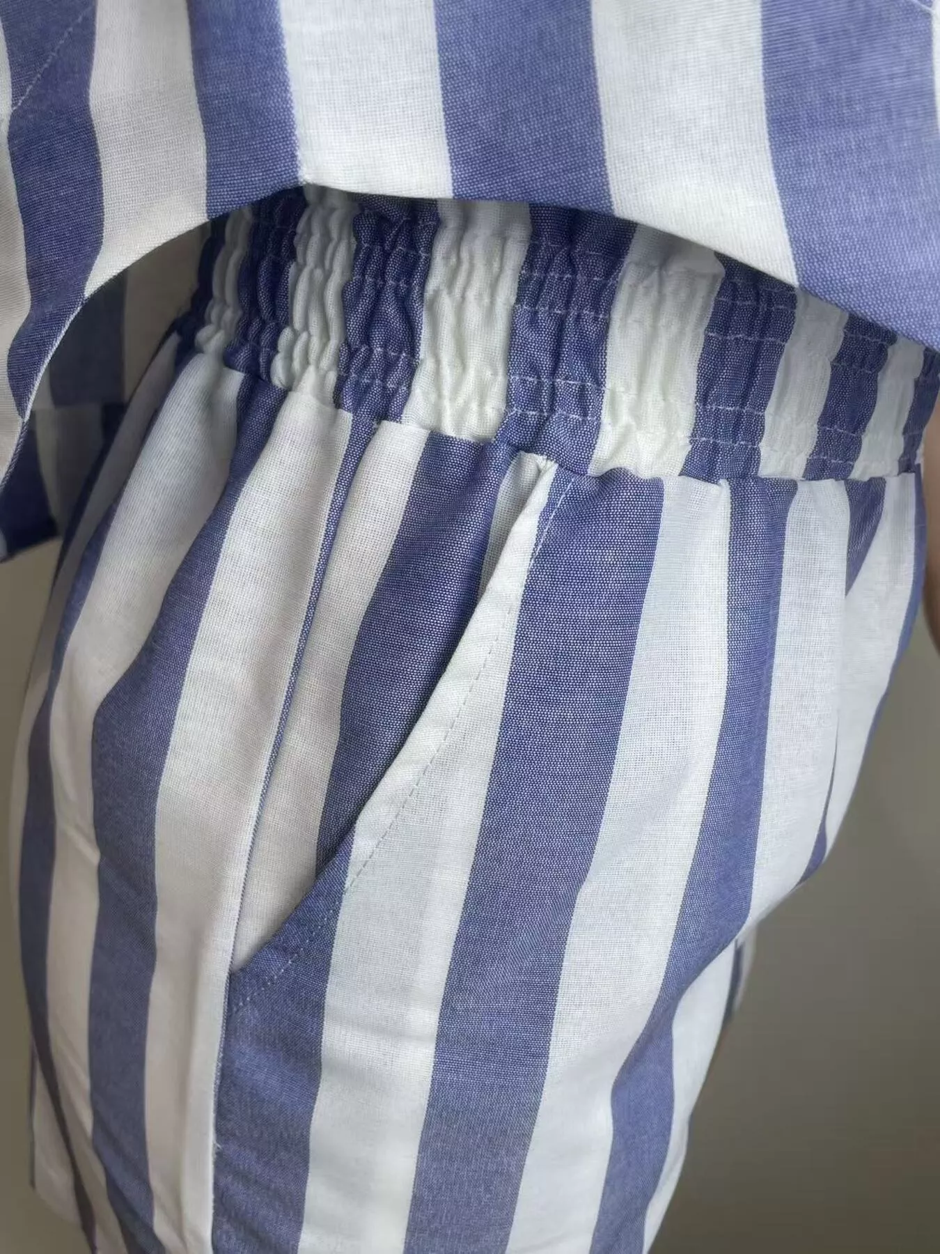 Striped Button Up Top and Shorts Set - Image 4