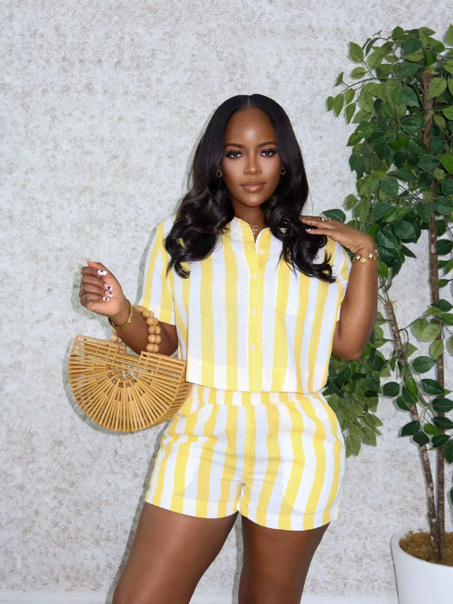 Striped Button Up Top and Shorts Set - Image 6