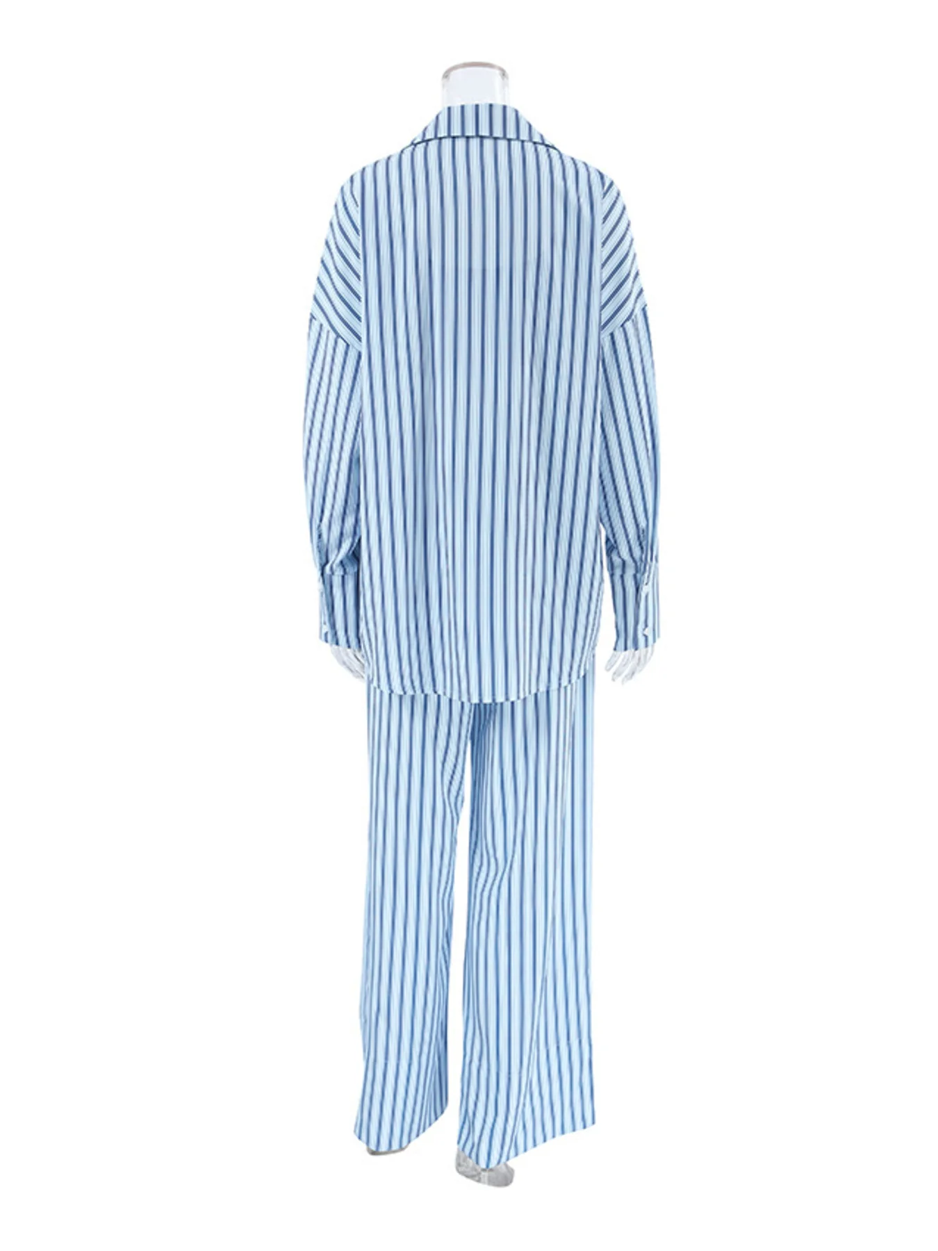 Striped Cami & Shirt and Pants Lounge Set - Image 9
