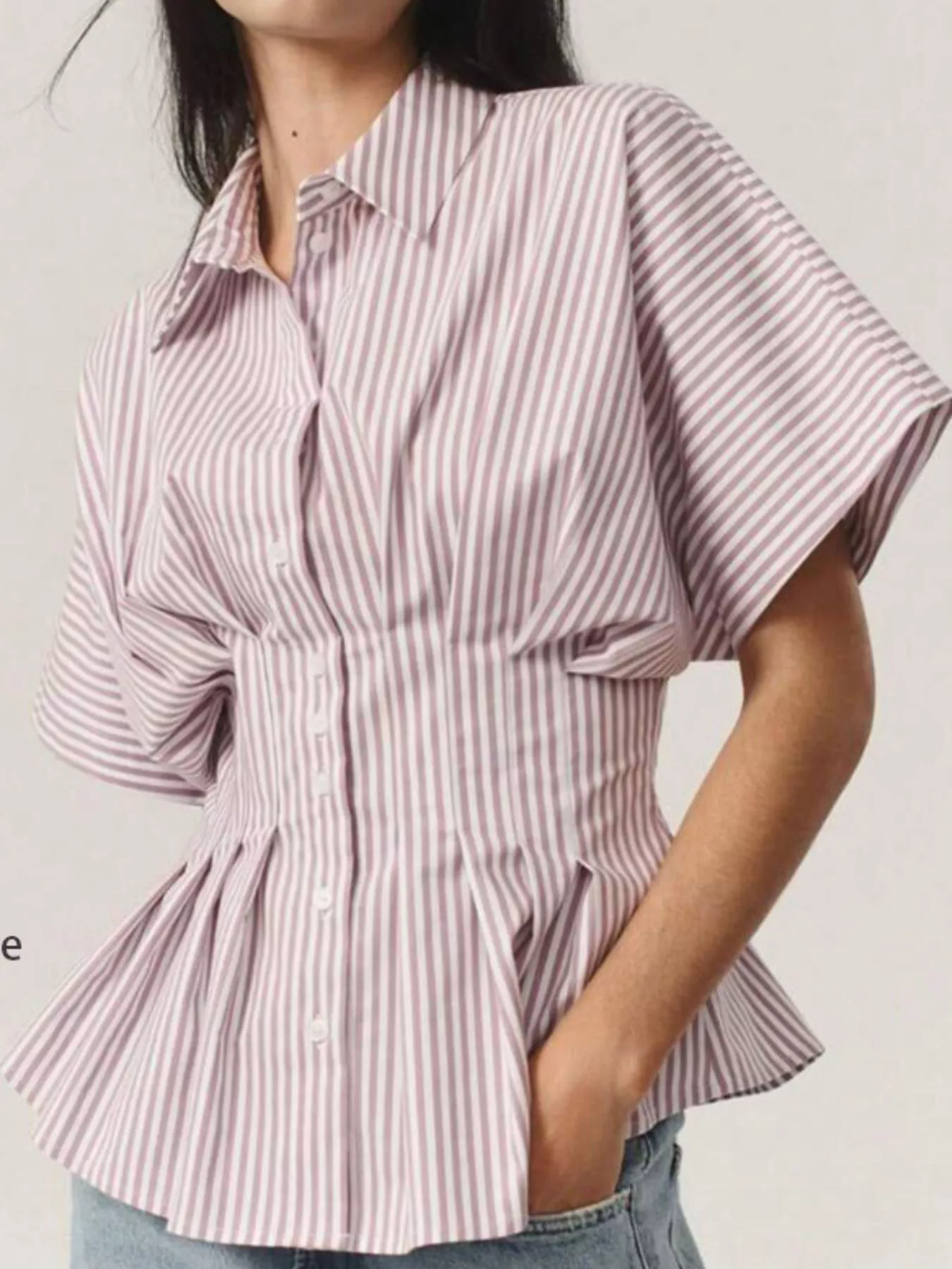 Striped Cinched Waist Shirt - Image 12
