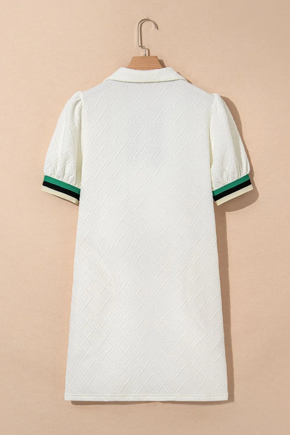 Striped Collared Zip Up Textured Dress - Image 6