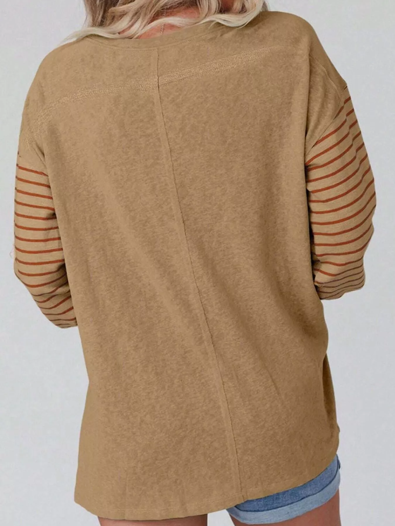 Striped Color Block Long Sleeve T-Shirt - Image 9