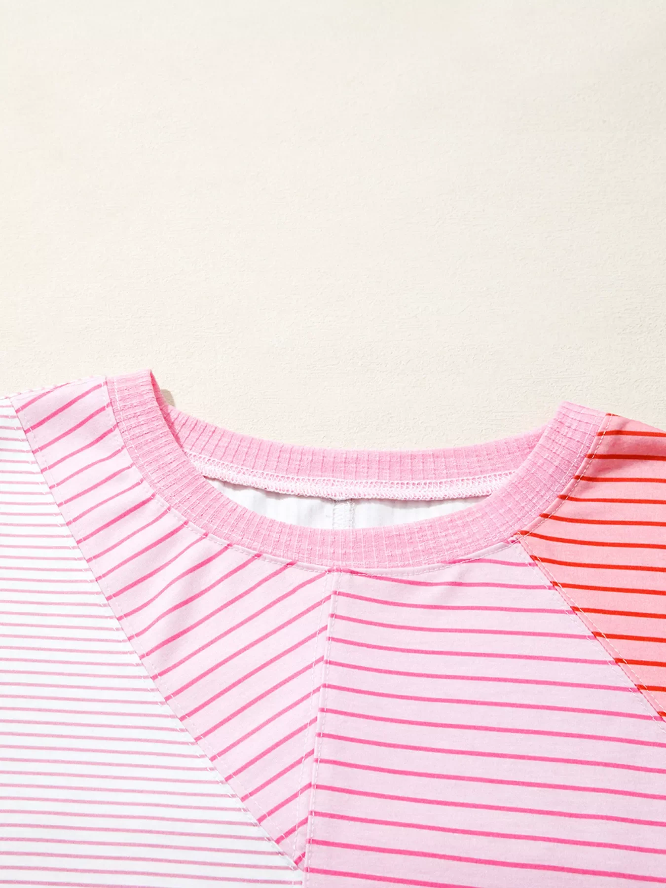 Striped Colorblock Exposed Seam Casual Long Sleeve Top - Image 6