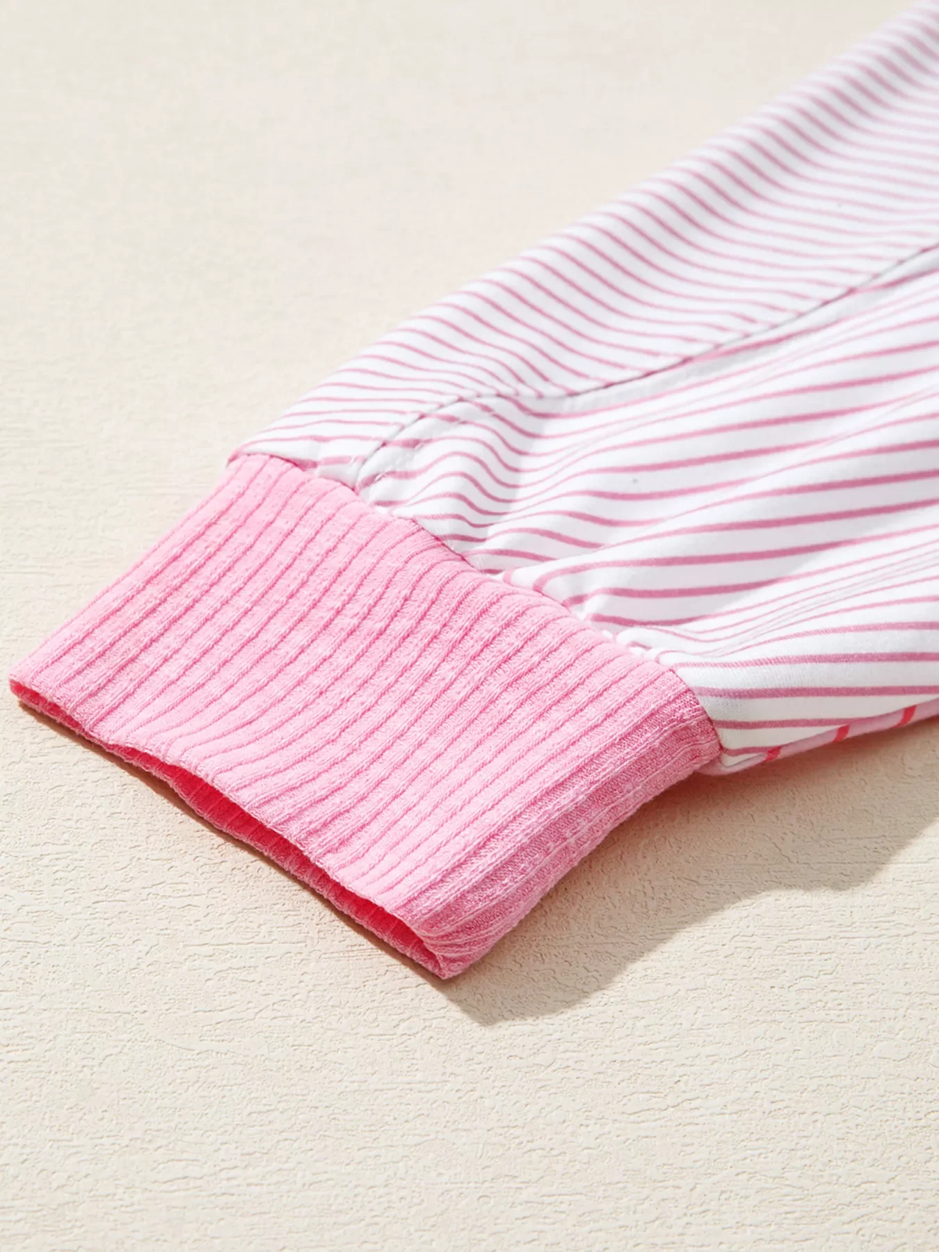 Striped Colorblock Exposed Seam Casual Long Sleeve Top - Image 9