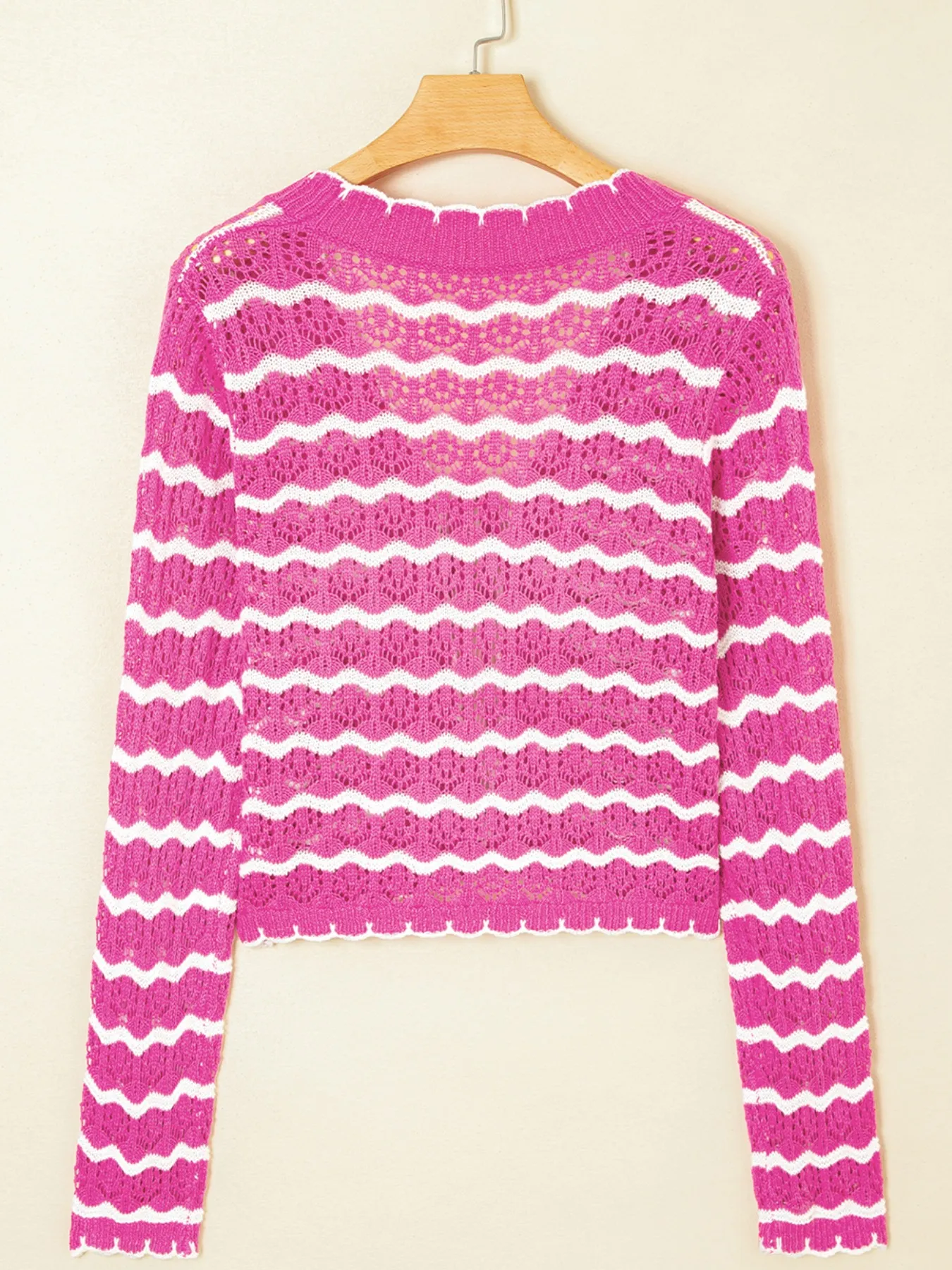 Striped Crochet Tie-Front Cardigan - Image 6
