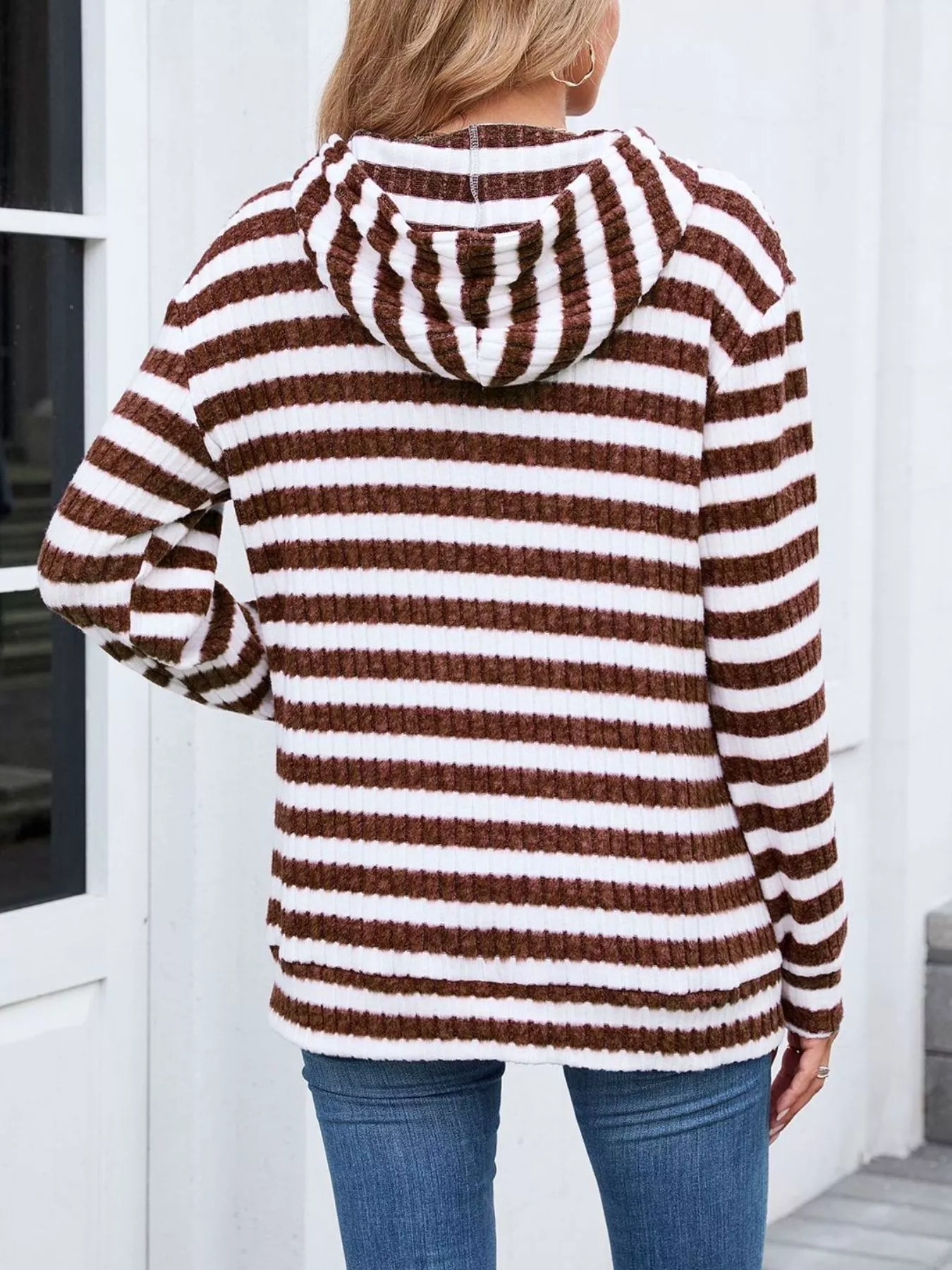 Striped Dropped Shoulder Hoodie - Image 22