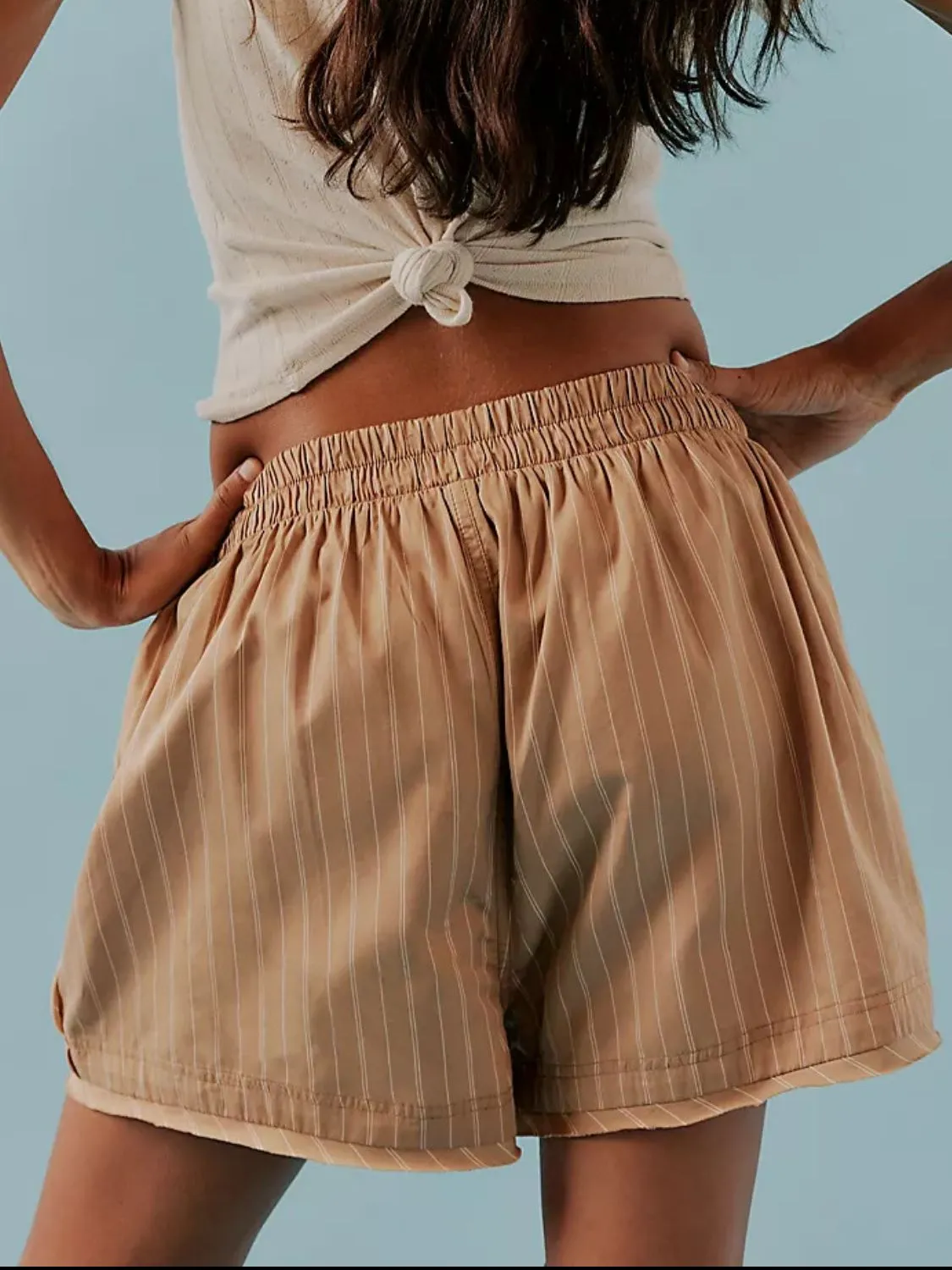 Striped Elastic Waist Shorts - Image 15
