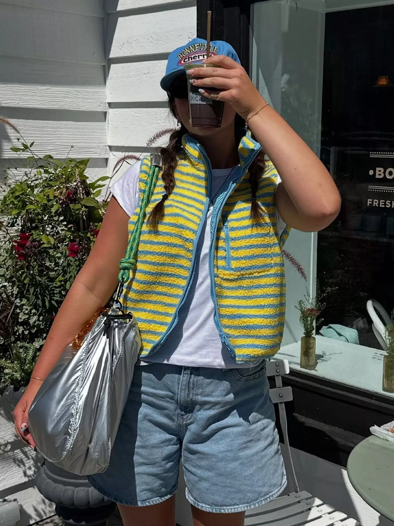 Striped Fleece Zip-Up Vest Coat - Image 7