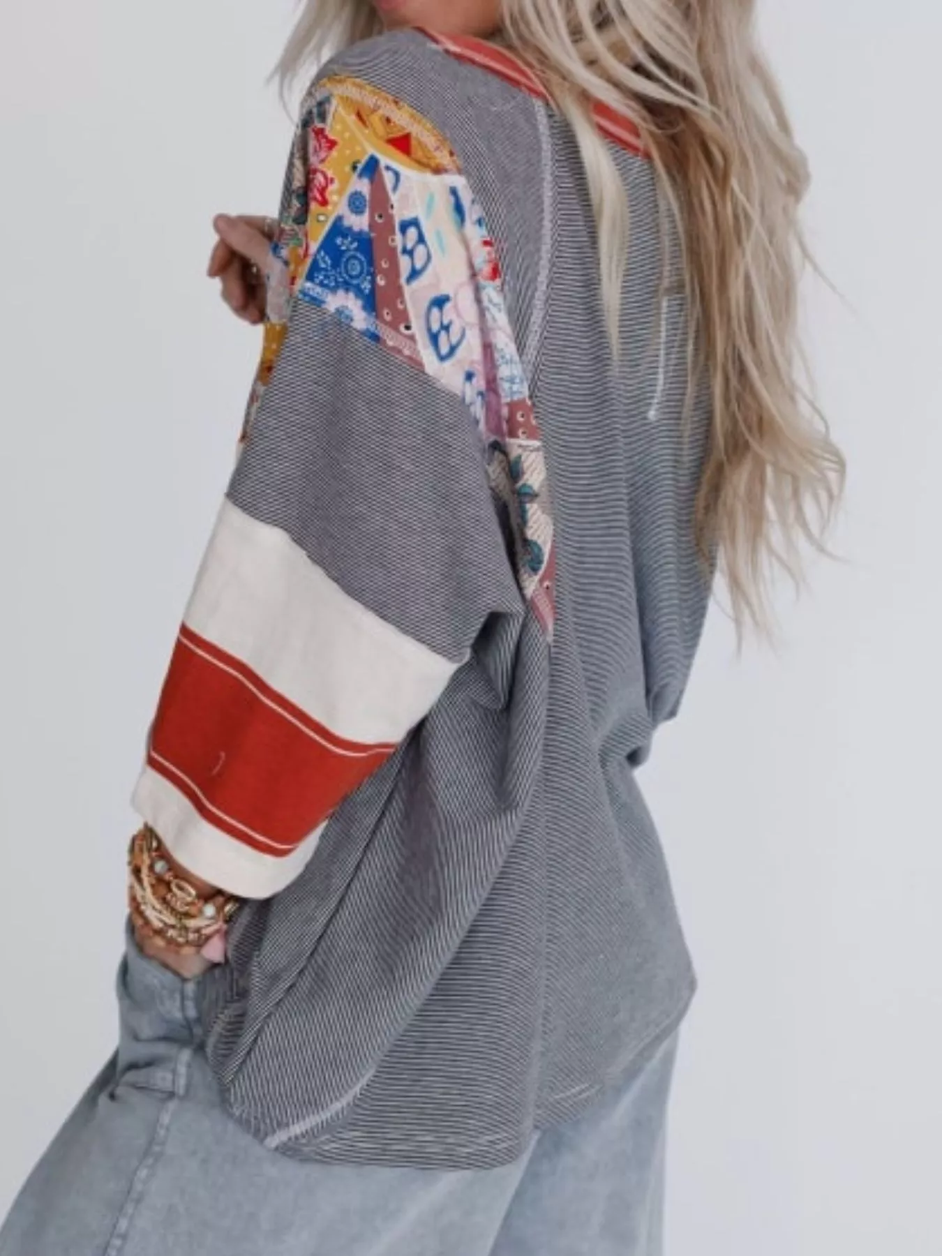 Striped Floral Long Sleeve T-Shirt - Image 11
