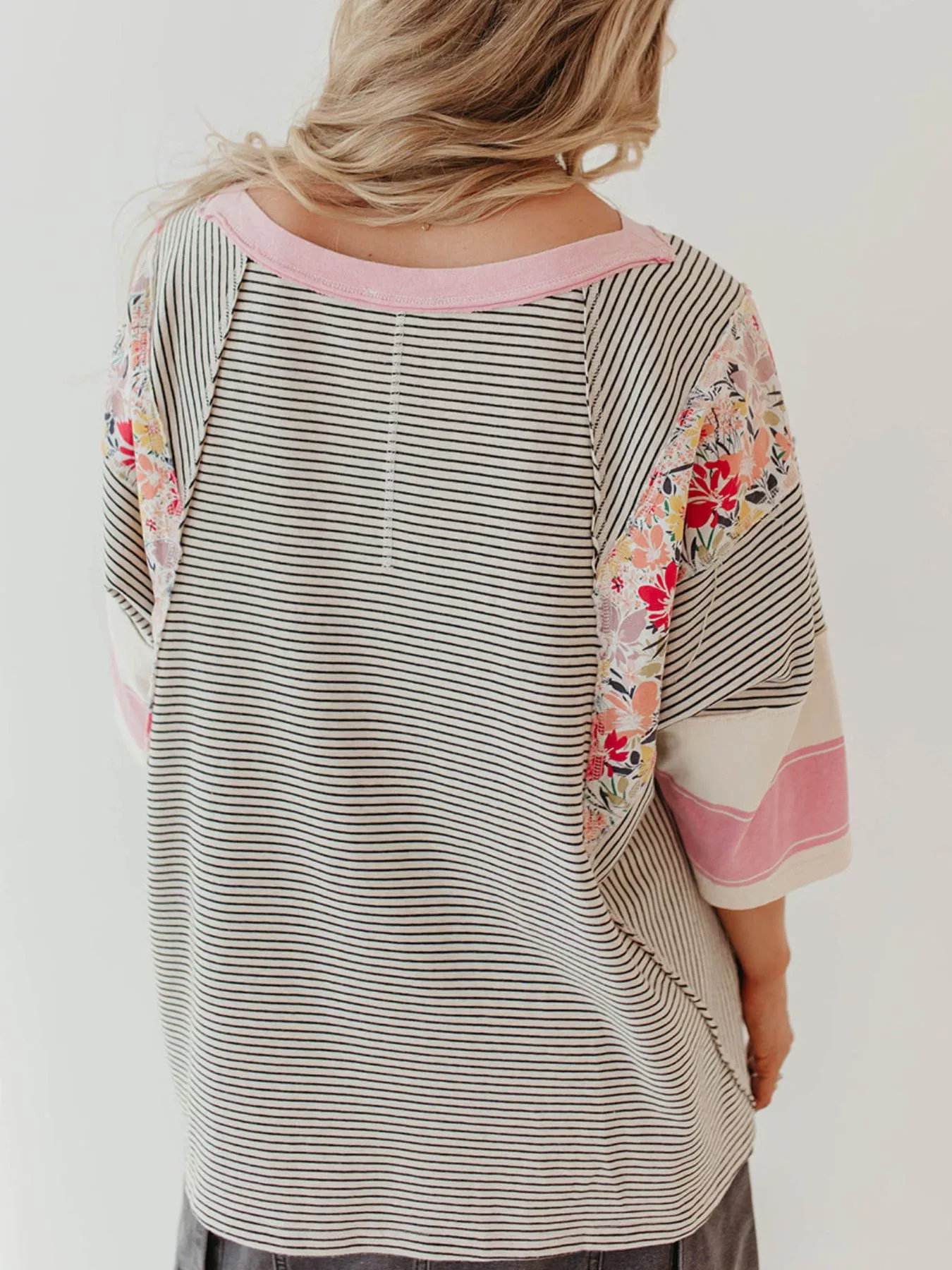 Striped Floral Long Sleeve T-Shirt - Image 3