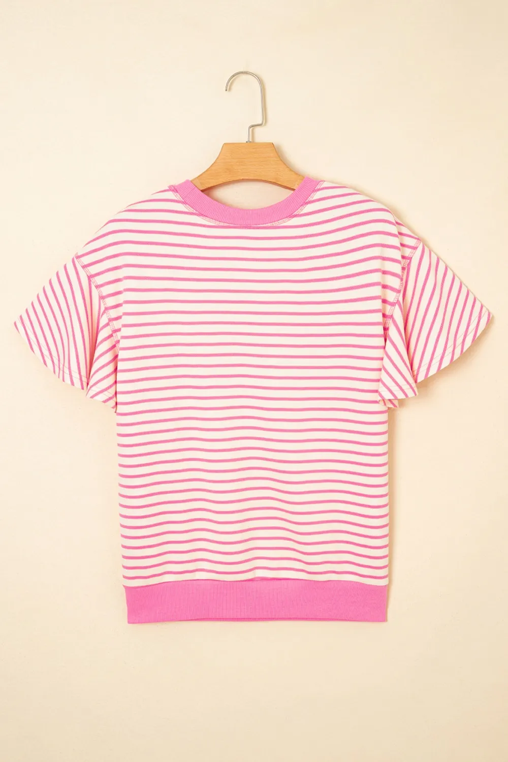 Striped Flounce Sleeve Casual Blouse - Image 4