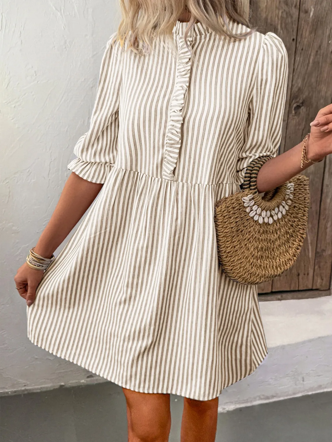 Striped Half Sleeve Dress - Image 2