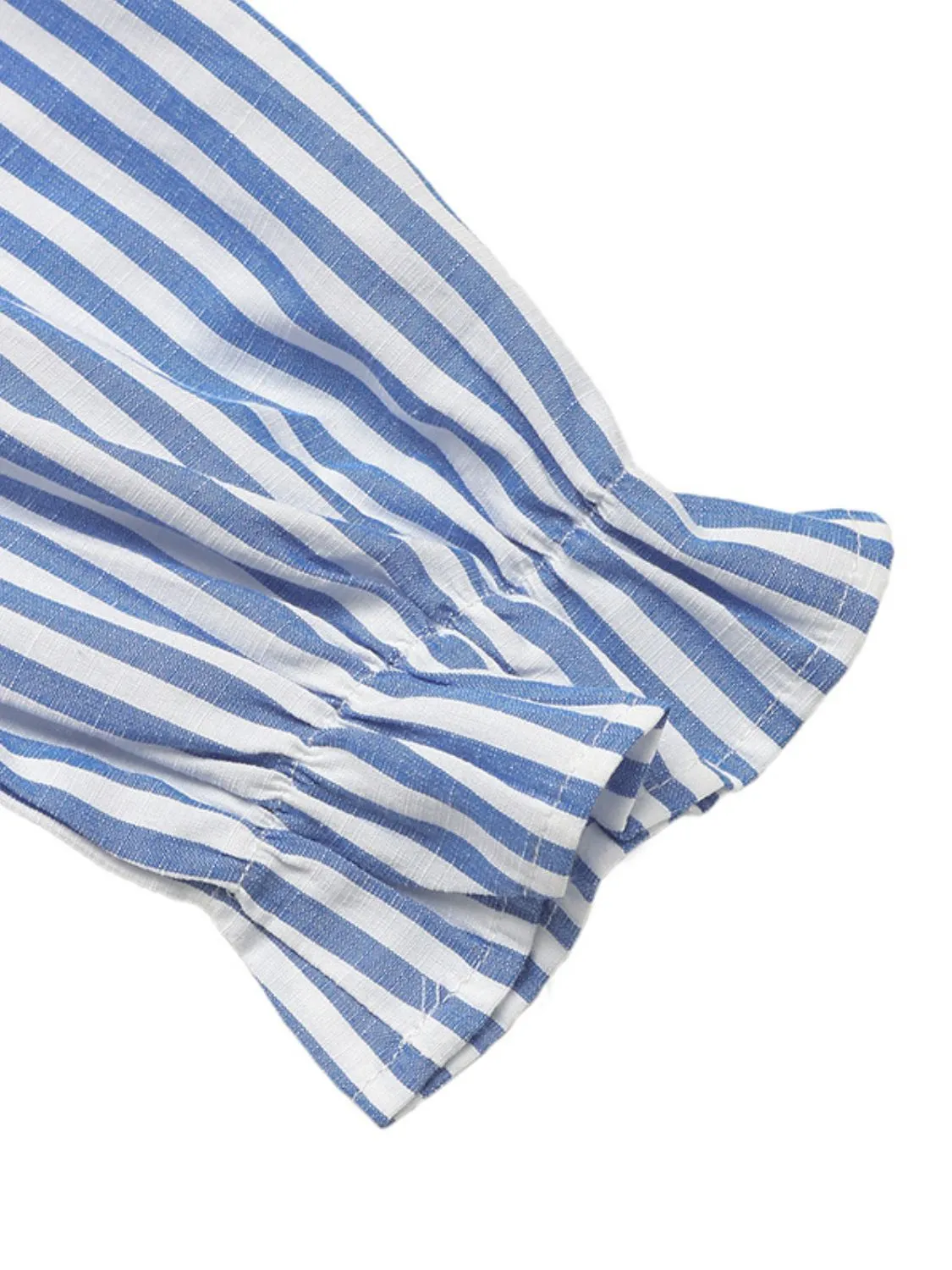 Striped Half Sleeve Mini Shirt Dress - Image 8