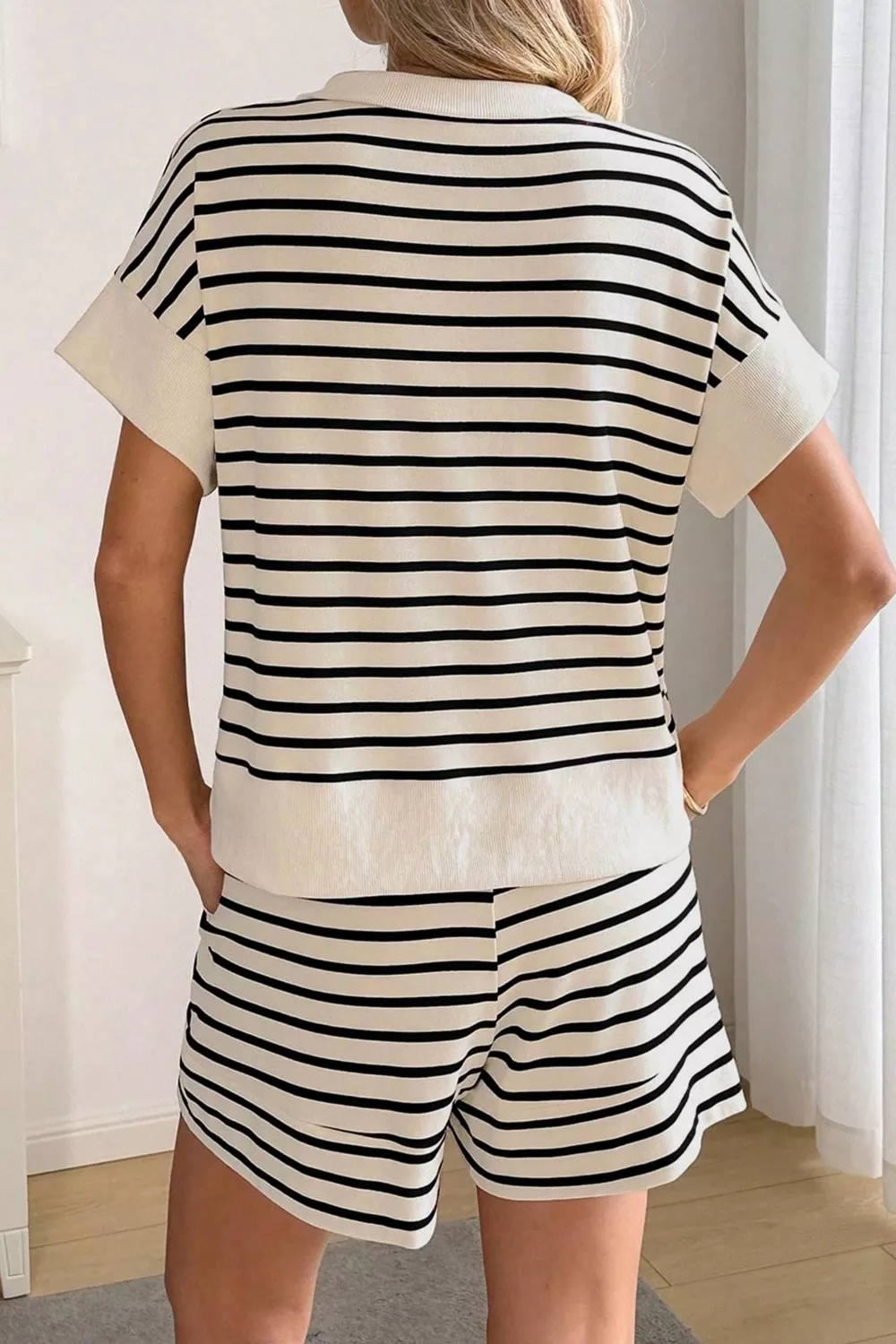 Striped Half Zip Top & Shorts Set - Image 3