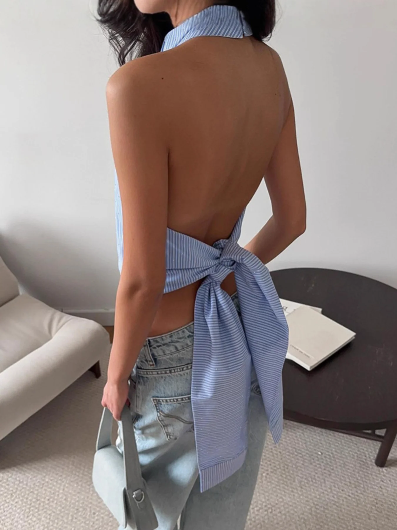 Striped Halter Neck Cami - Image 2