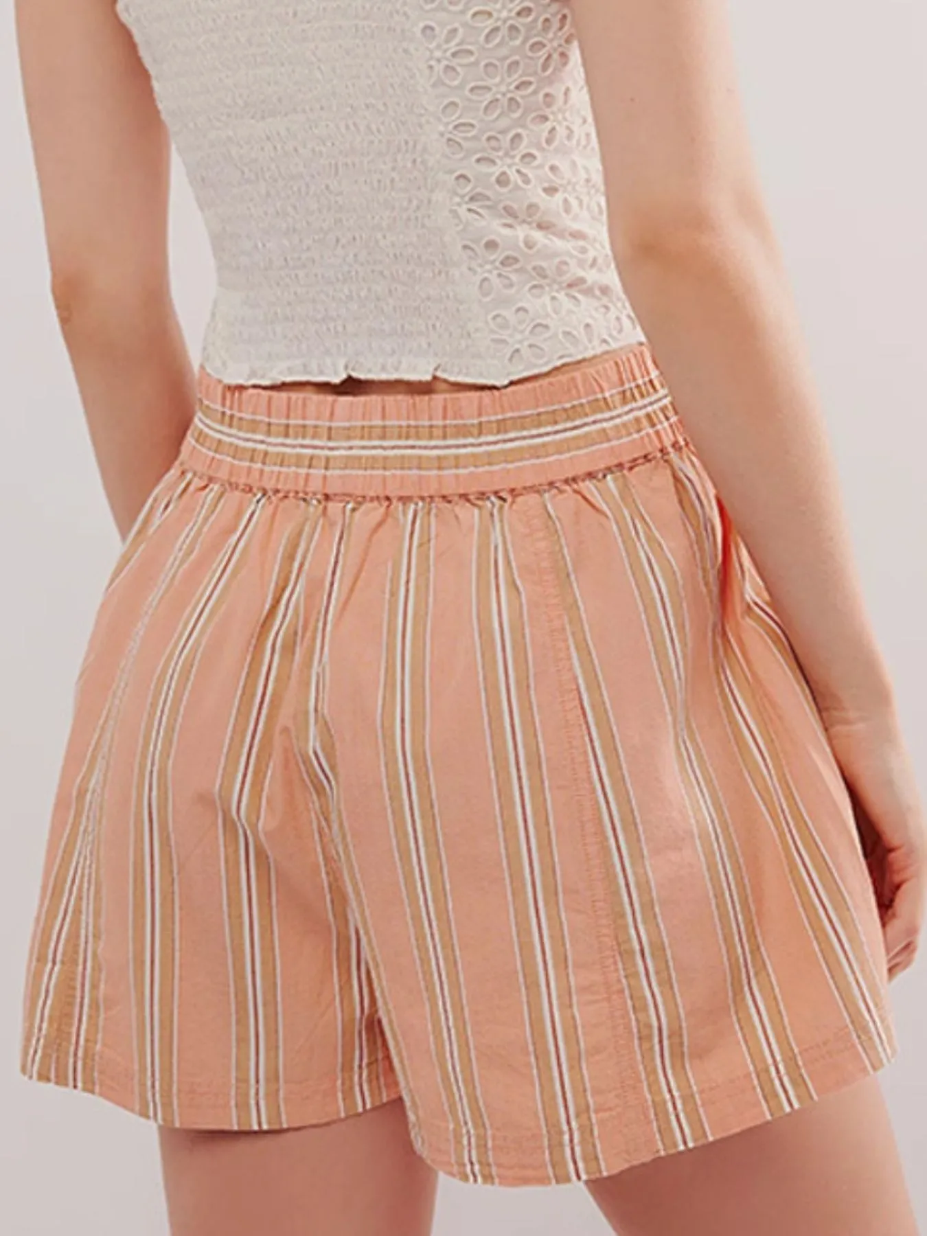 Striped High-Waist Linen Blend Summer Shorts - Image 6