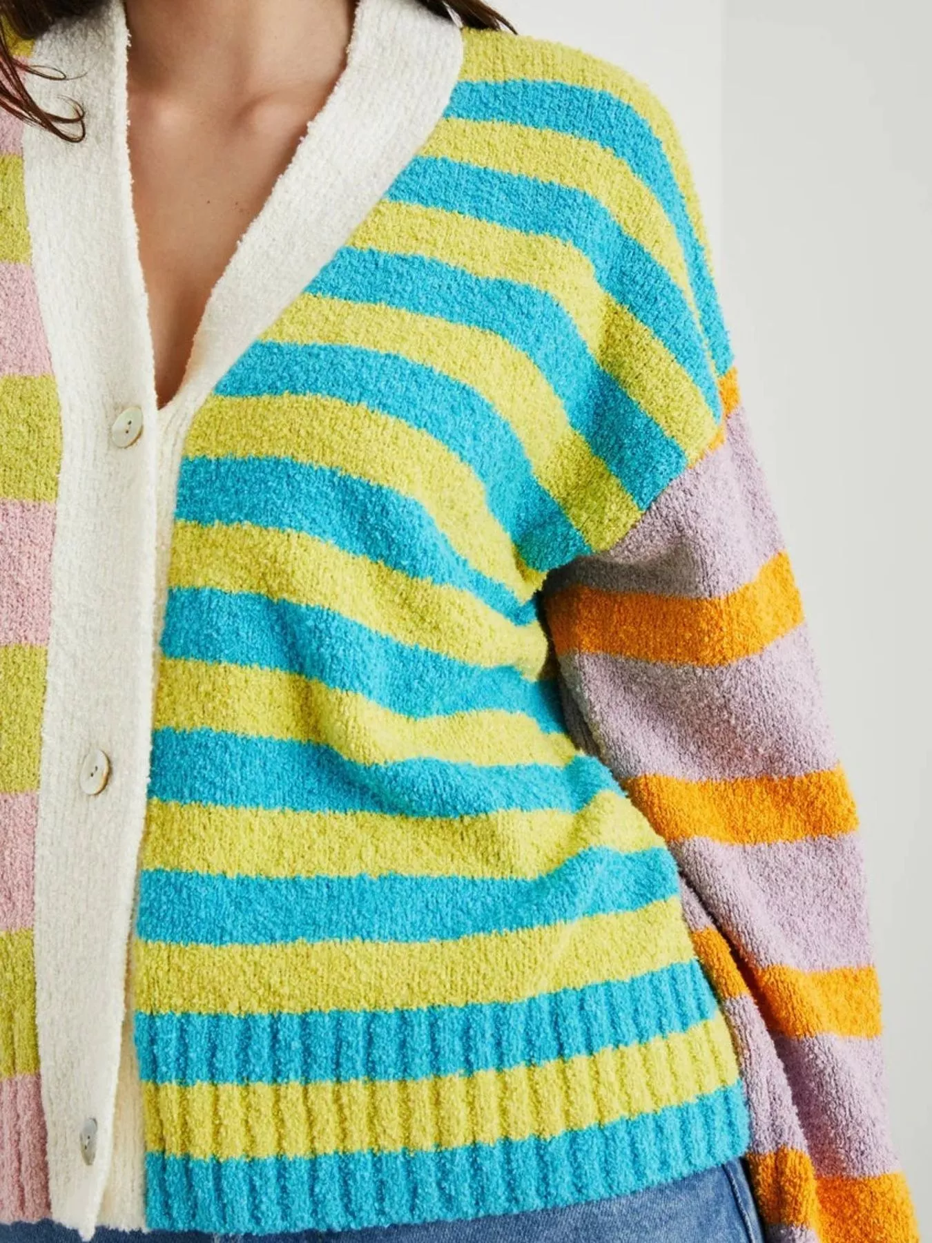 Striped Knit Button-Down Cardigan - Image 4