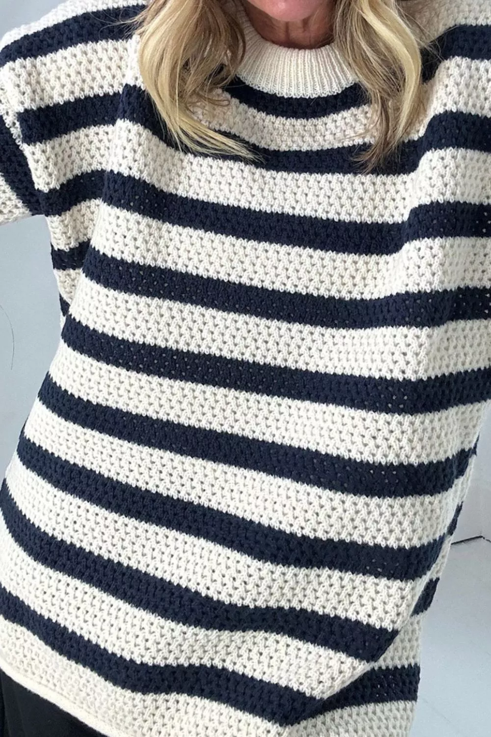 Striped Knit Dropped Shoulder Sweater - Image 6