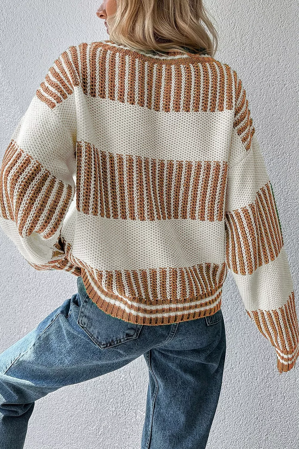 Striped Knit Long Sleeve Sweater - Image 2