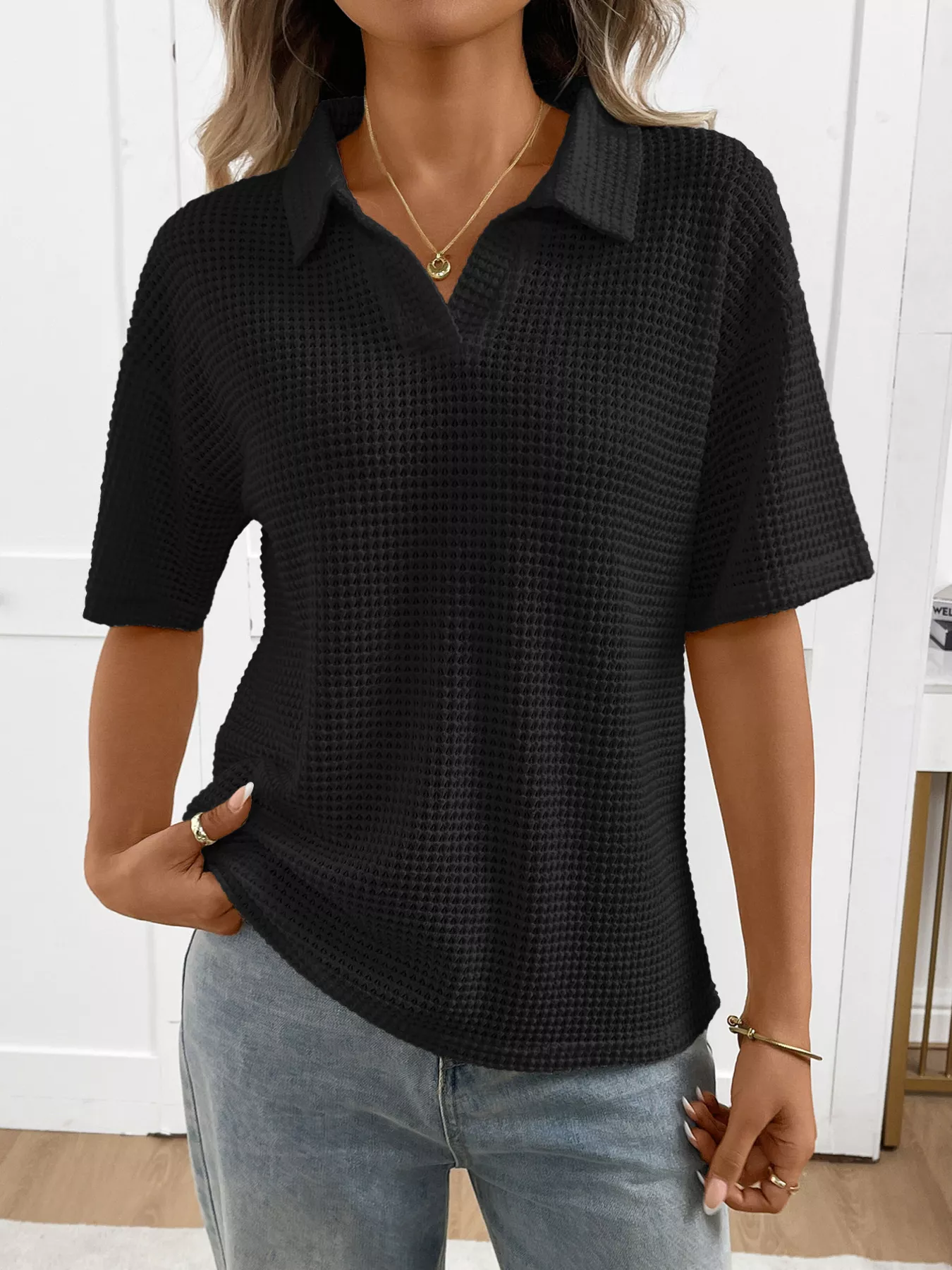 Striped Knit Short Sleeve Top - Image 15