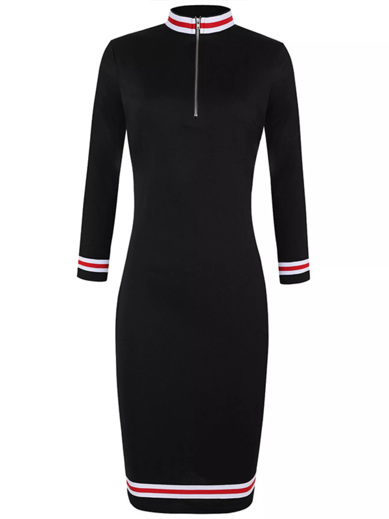 Striped Long Sleeve Bodycon Midi Dress - Image 3