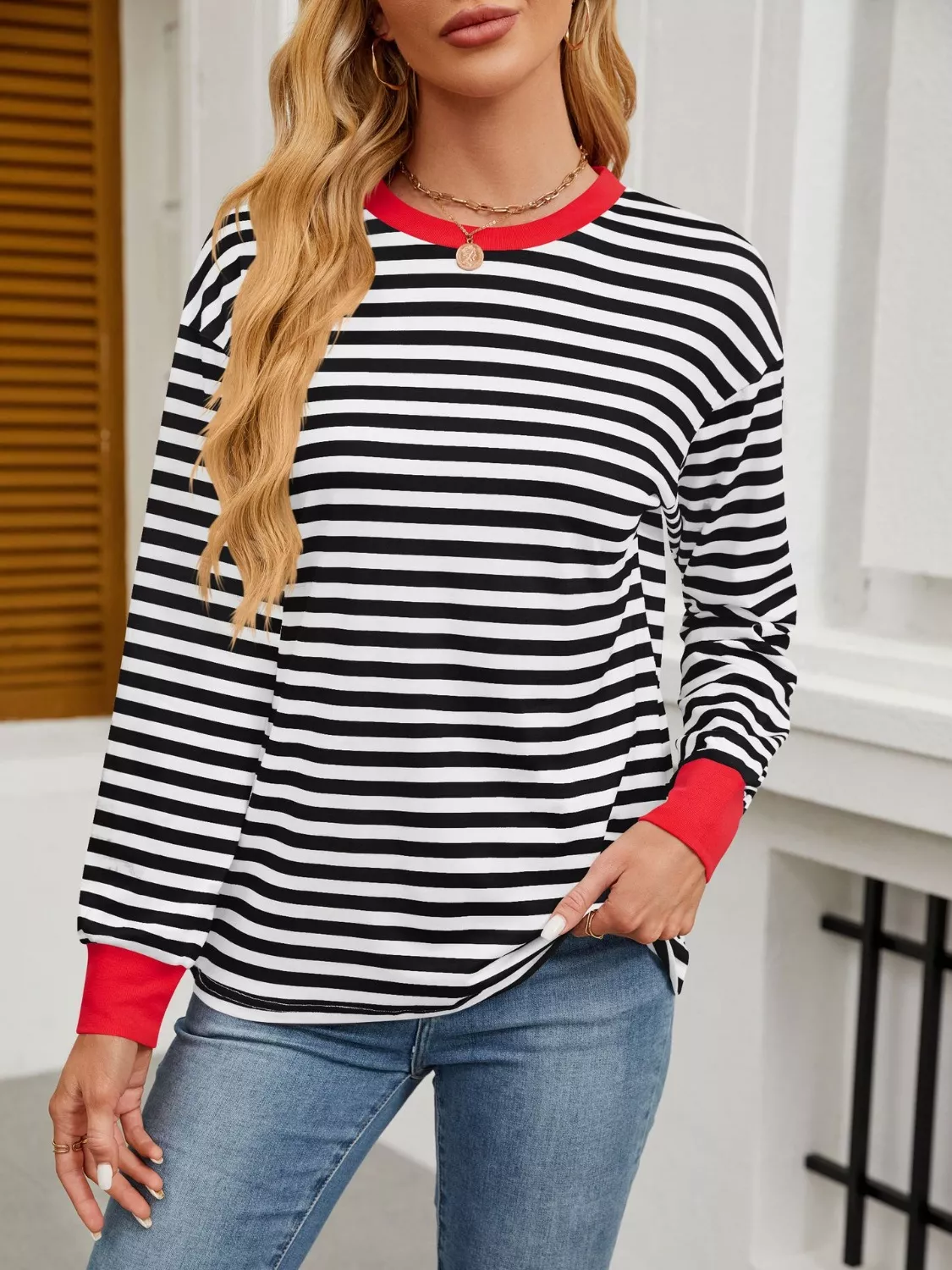 Striped Long Sleeve Casual T-Shirt - Image 12