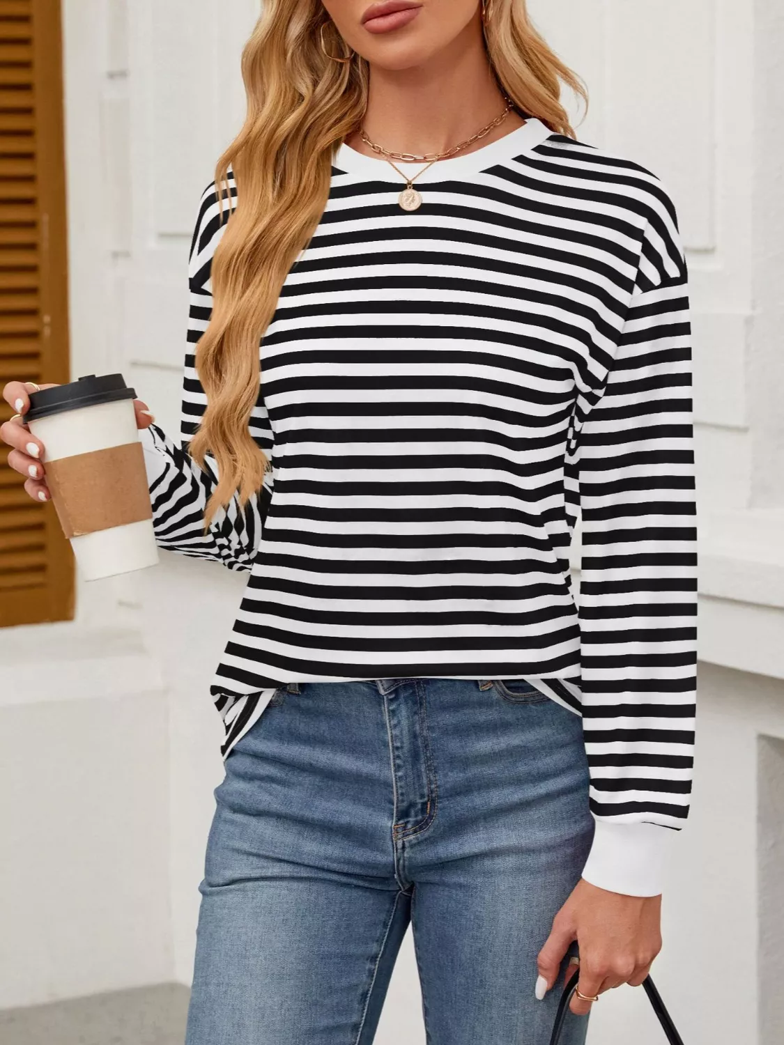 Striped Long Sleeve Casual T-Shirt - Image 17
