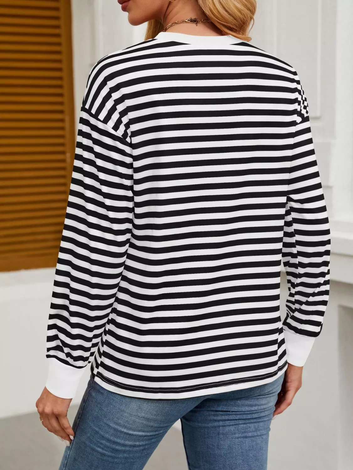 Striped Long Sleeve Casual T-Shirt - Image 18