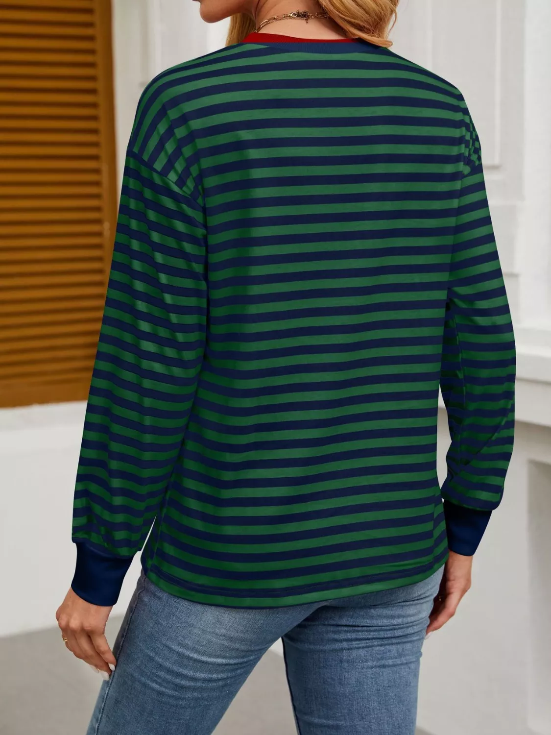 Striped Long Sleeve Casual T-Shirt - Image 27