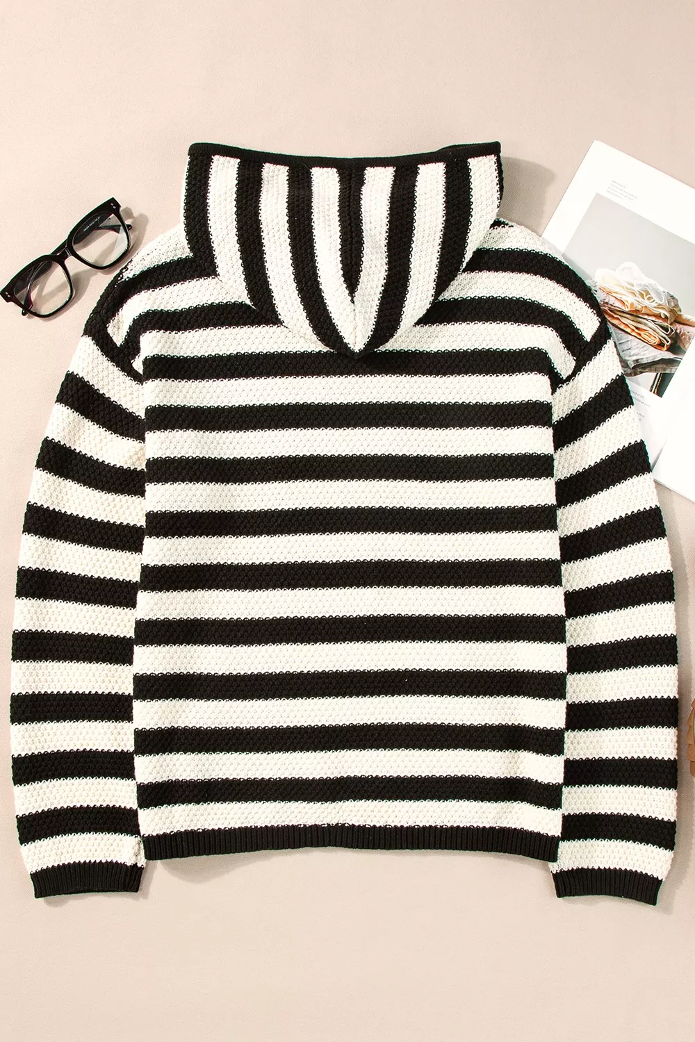 Striped Long Sleeve Hooded Sweater - Image 5