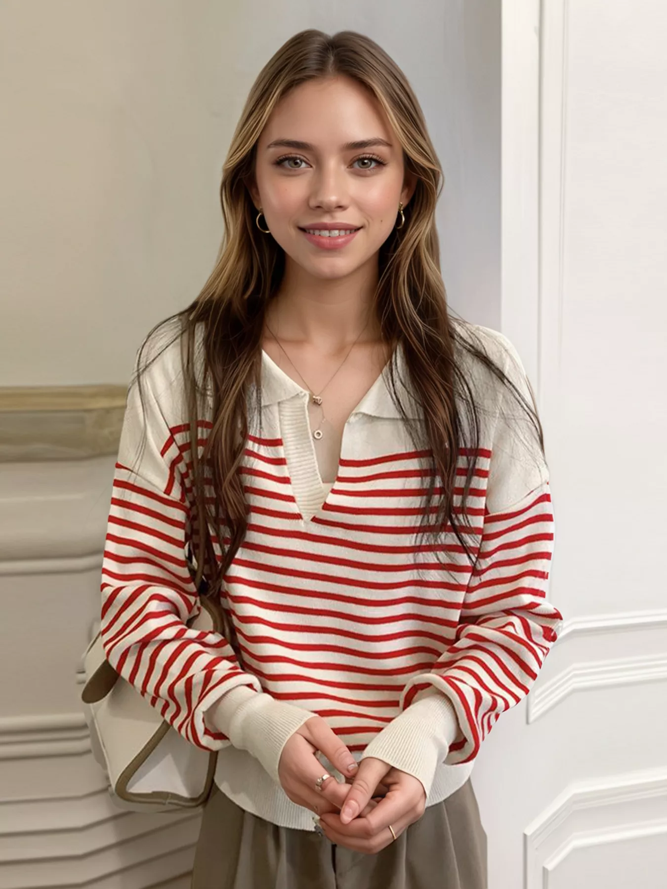 Striped Long Sleeve Knit Top - Image 9