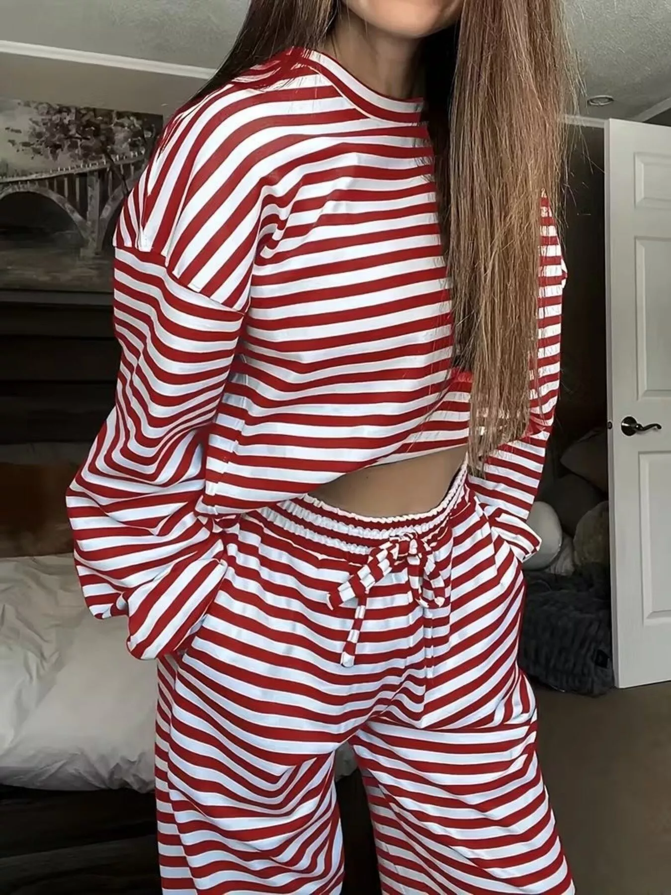 Striped Long Sleeve Top and Pants Set - Image 13