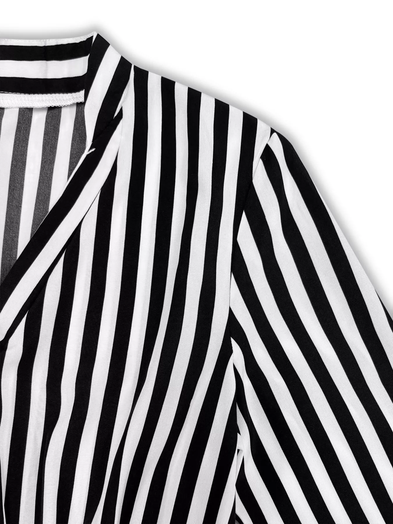 Striped Notched Long Sleeve Midi Dress - Image 7