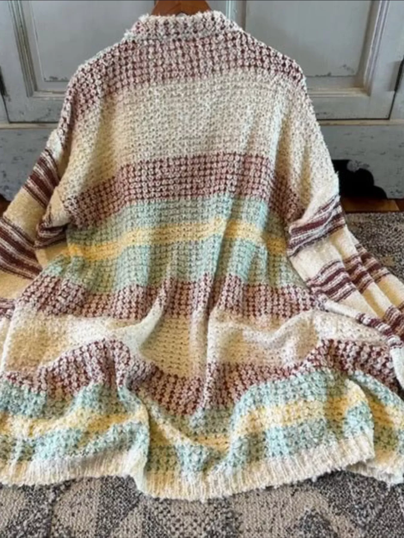 Striped Open Front Longline Cardigan - Image 5