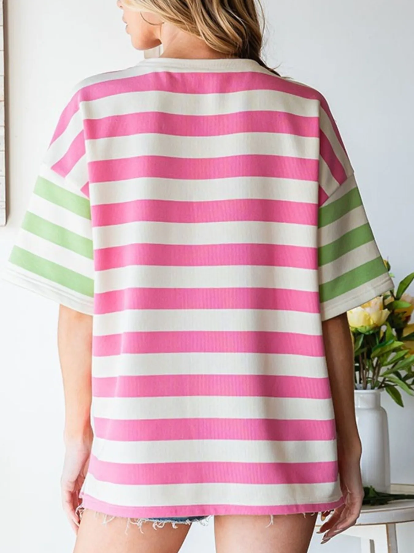 Striped Oversized Short Sleeve T-Shirt - Image 5