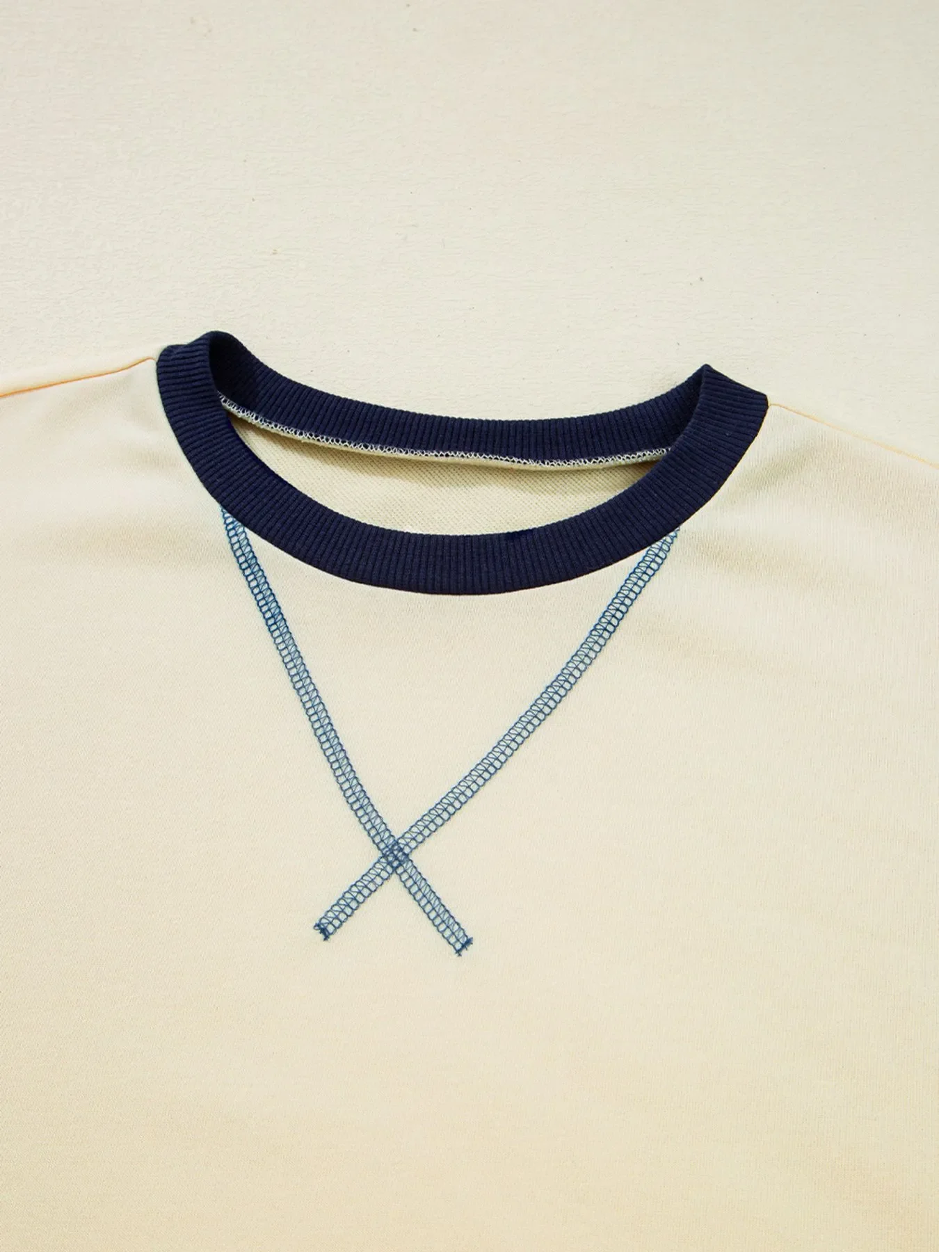 Striped Patchwork Long Sleeve Round Neck Two-in-one Top - Image 8